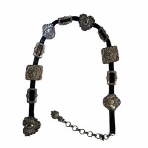 Brighton Vintage Black and Silver Buckle Belt 1993
